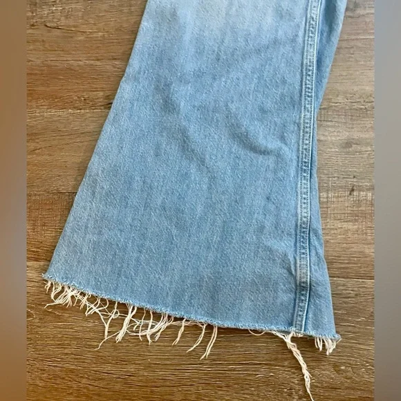 We The Free Jeans Flared Size 26 Flare Boho Free People Raw Hem Denim Blue - Picture 4 of 13
